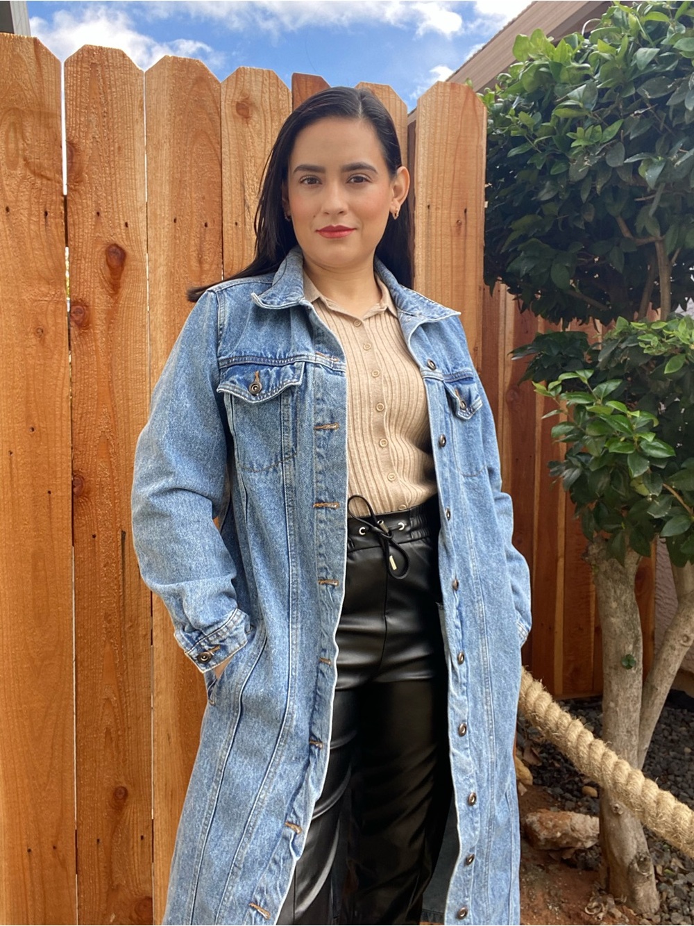 Women’s Long Denim Jacket - Picture 2 of 2